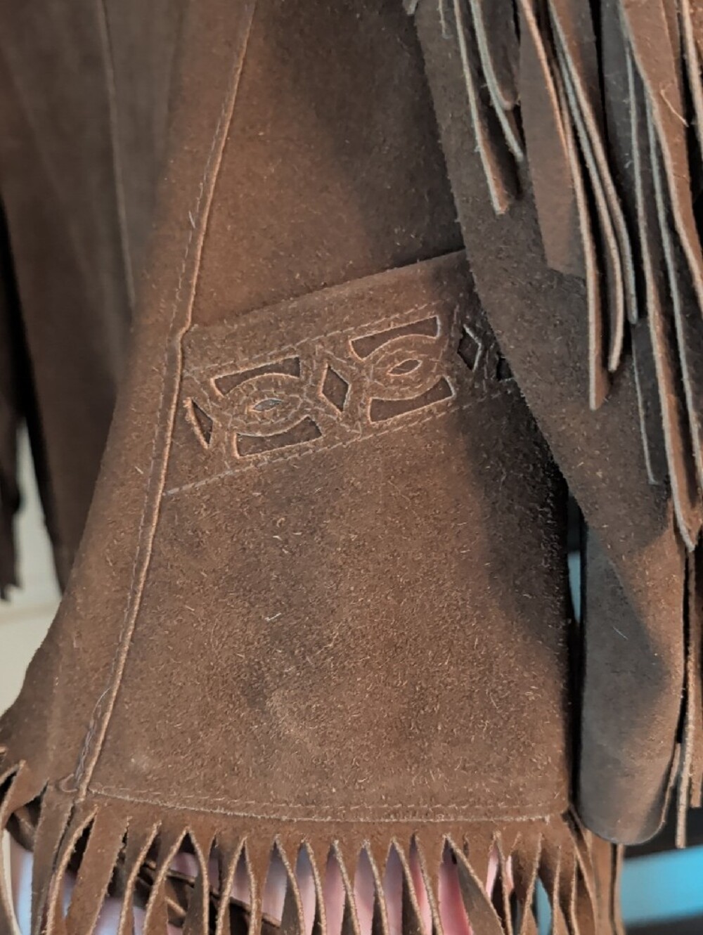 Women’s Brown Suede Fringe Leather Jacket - Picture 4 of 5